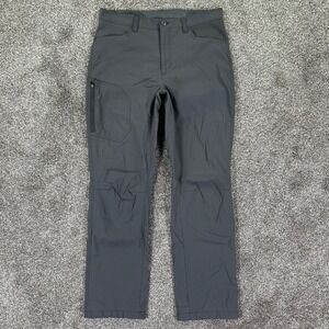 Eddie Bauer Fleece Lined Tech Pant Gray Mens 34x32 Straight Leg Hiking Outdoors